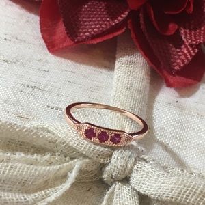 Triple Ruby & Rose Gold Simply Stated Ring